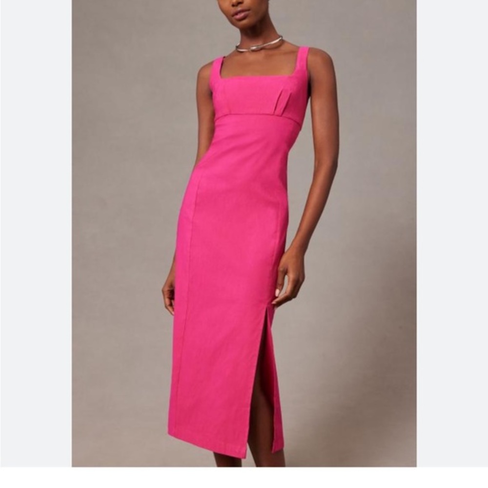 NWT Slim Square-neck ‎ Dress L raspberry pink